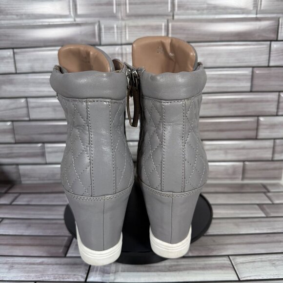 Linea Paola Women's Grey Leather Fiji Lace Up Wedge Sneakers Shoes Size 11 - Picture 5 of 10